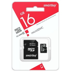 Карта памяти micro SDHC Smartbuy 16GB Сlass 10 (с адаптером SD)LE