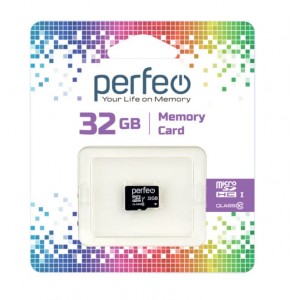 Карта памяти microSDHC 32Gb Perfeo, Class10, без адаптера.