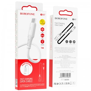 Кабель USB - микро USB Borofone BX47, 1.0м, 2.4A, цвет: белый