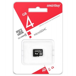 Карта памяти microSDHC 4Gb SmartBuy, Class10, без адаптера