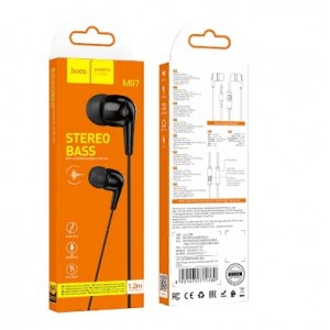 Наушники внутриканальные HOCO M97, микрофон, кнопка ответа, чёрный