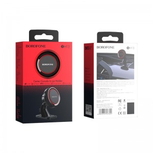 Держатель автомобильный Borofone, BH13, Journey, для смартфона, пластик, липучка, шарнир, магнит, цвет: чёрный