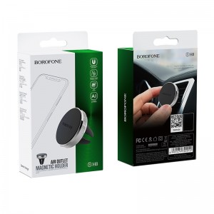 Держатель автомобильный Borofone, BH8, для смартфона, пластик, воздуховод, серебряный