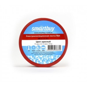 Изолента SmartBuy, SBE-IT-15-10-r, 0,13х15 мм, 10.0м, цвет: красный