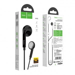 Наушники внутриканальные HOCO M73, Joan, микрофон, кнопка ответа, кабель 1.2м, цвет: чёрный