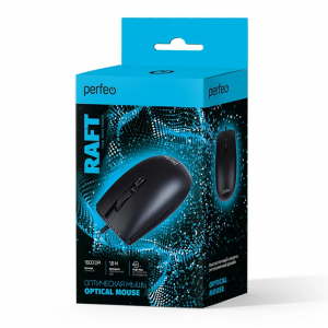 Perfeo мышь оптическая, "RAFT", 3 кн, DPI 1000, USB, чёрн.