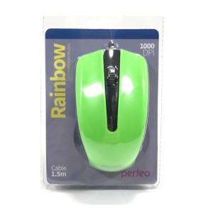 Perfeo мышь оптическая "RAINBOW", 3 кн, USB, чёрн-зел