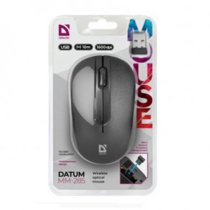 Мышь беспроводная Defender, MM-285, Datum, 1600 DPI, оптическая, USB, чёрный