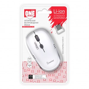 Мышь беспроводная SmartBuy, 344CAG, ONE, 1600 DPI, оптическая, белый, серая вставка