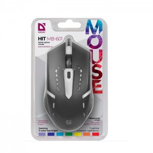 Мышь проводная Defender, MB-601, Hit, 1200 DPI, оптическая, USB, чёрный