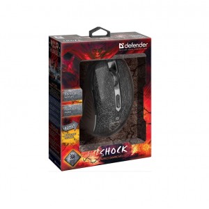 Мышь проводная Defender, Shock, GM-110L, 3200 DPI, оптическая, USB, 6 кнопок