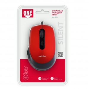 Мышь проводная беззвучная Smartbuy ONE 265-R красная (SBM-265-R)