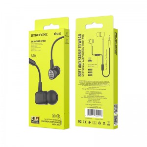 Наушники внутриканальные Borofone BM43, Original, микрофон, кнопка ответа, цвет: черный