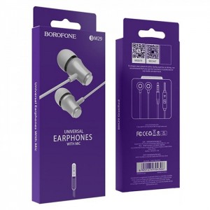 Наушники внутриканальные BOROFONE BM29 Gratified Universal Earphones with mic (silver)