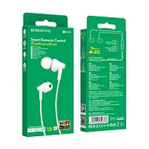 Наушники внутриканальные Borofone BM49, Player, кнопка ответа, кабель 1.2м, цвет: белый