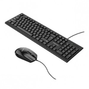 Набор клавиатура+мышь проводной Borofone, Business, BG6, 2400 DPI, мембранная, dpi 1200, цвет: чёрный