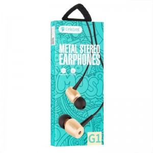 Наушники внутриканальные Celebrat G1, микрофон, кнопка ответа, кабель 1.2м, цвет: золотой