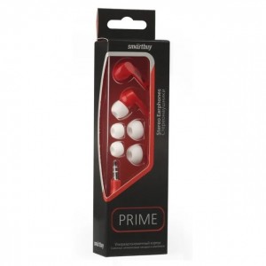 Наушники внутриканальные SmartBuy SBE-130, PRIME, 3 пары вставок, цвет: красный