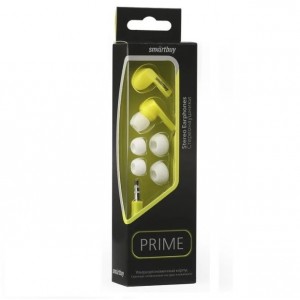 Наушники внутриканальные SmartBuy SBE-160, PRIME, кабель 1.2м, цвет: жёлтый