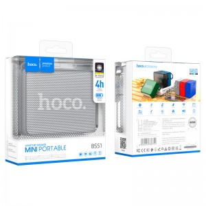 Колонка портативная HOCO, BS51, пластик, Bluetooth, FM, USB, AUX. TF, цвет: серый