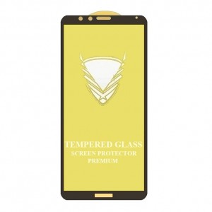 Стекло защитное  для HUAWEI Honor 7X,  глянцевое, полный клей, цвет: чёрный, в техпаке