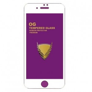 Стекло защитное  для  iPhone 7/8 Plus, глянцевое, полный клей, цвет: белый, в техпаке