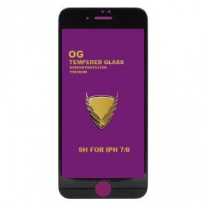 Стекло защитное   для   iPhone 7/8, OG PREMIUM, глянцевое, полный клей, цвет: чёрный, в техпаке