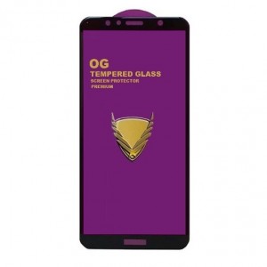 Стекло защитное  для HUAWEI Y6 (2018)/Honor 7A Pro/Enjoy 8E/Y6 Prime (2018), глянцевое, полный клей, цвет: чёрный, в техпаке