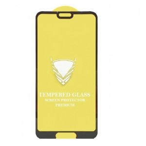 Стекло защитное  для HUAWEI Honor 10, глянцевое, полный клей, цвет: чёрный, в техпаке