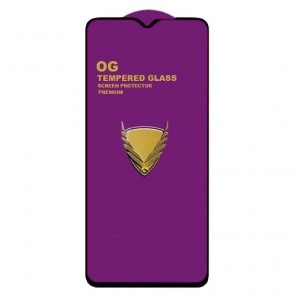 Стекло защитное   для XIAOMI Redmi Note 8 Pro/Oppo A9/Oppo F11,  глянцевое, полный клей, цвет: чёрный, в техпаке