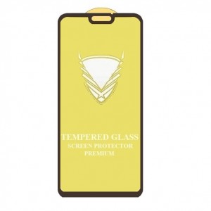 Стекло защитное  для HUAWEI Y8S/Y9 (2019)/Honor 8X, глянцевое, полный клей, цвет: чёрный, в техпаке