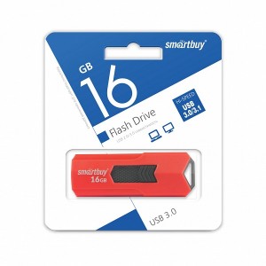Флеш-накопитель 16Gb SmartBuy Stream, USB 3.0, пластик, красный