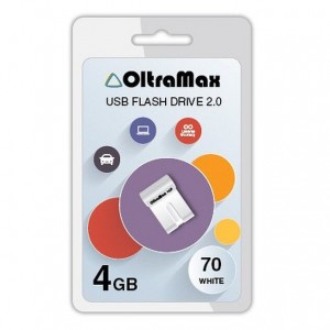 Флеш-накопитель 4Gb OltraMax 70, USB 2.0, пластик, белый