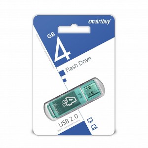 Флеш-накопитель 4Gb SmartBuy Glossy series, USB 2.0, пластик, зелёный