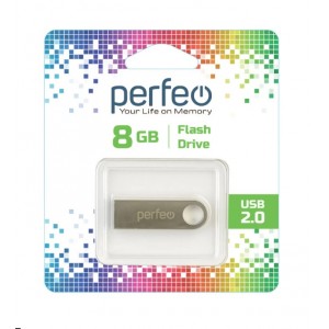 Флеш-накопитель 8Gb Perfeo M07 Metal Series, USB 2.0, цвет: серебряный
