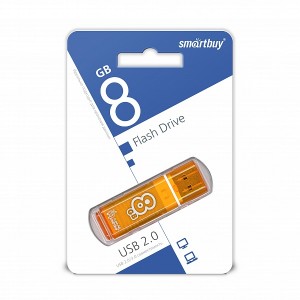 Флеш-накопитель 8Gb SmartBuy Glossy series, USB 2.0, пластик, оранжевый