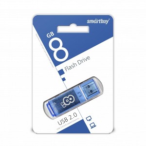 Флеш-накопитель 8Gb SmartBuy Glossy series, USB 2.0, пластик, синий
