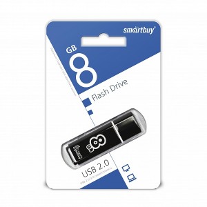 Флеш-накопитель 8Gb SmartBuy Glossy series, USB 3.0, пластик, серый