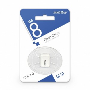 Флеш-накопитель 8Gb SmartBuy LARA, USB 2.0, пластик, белый