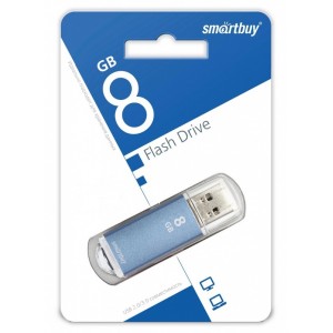 Флеш-накопитель 8Gb SmartBuy V-Cut, USB 2.0, пластик, серебряный