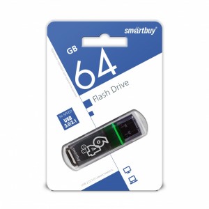 Флеш-накопитель 64Gb SmartBuy Glossy series, USB 3.0, пластик, темно-серый