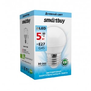 Светодиодная (LED) Лампа Smartbuy-G45-05W 4000 E27 холодный свет