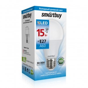 Светодиодная (LED) Лампа Smartbuy-A60-15W/6000/E27 (SBL-A60-15-60K-E27)