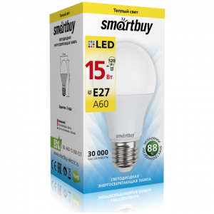 Светодиодная (LED) Лампа Smartbuy-A60-15W/3000/E27 (SBL-A60-15-30K-E27)