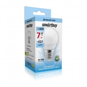 Светодиодная (LED) Лампа Smartbuy-G45, E27, шар, 7Вт/220-240V/4000K