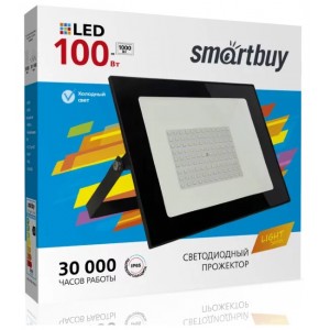 Прожектор SmartBuy, FL SMD LIGHT, 100Вт/180-240V/6500К, IP65, цвет: чёрный
