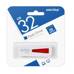 USB 3.0  накопитель  Smartbuy 32GB IRON White/Red (SB32GBIR-W3)