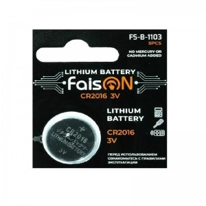 Батарейка FaisON CR2016-5BL Lithium, 3,0 B, (5/100/2000), (арт.FS-B-1103)