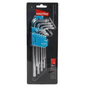 Набор шестигранных ключей (HEX) c шаром 9 шт, HEX:1.5,2,2.5,3,4,5,6,8,10, CR-V,Smartbuy tools