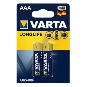 Батарейка AAA Varta LR03-2BL LongLife, 1.5В, (2/20/100)